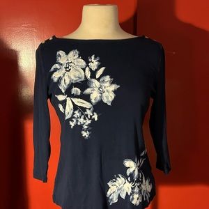 Vintage navy Ralph Lauren women’s long sleeve shirt.